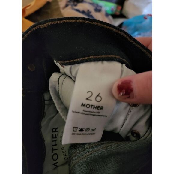 Mother The Looker Ankle Fray Jean Raw Cut Crop Stretch Denim So Good Dark Wash s - Picture 6 of 6